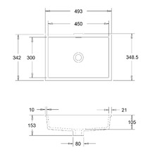 Sub 493mm Matte White Rectangular Undermount Basin with Overflow